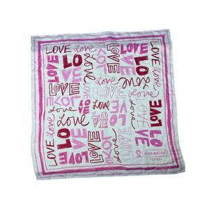 Coach Poppy Love Silk Printed Artsy Designed Hand Rolled Square Scarf